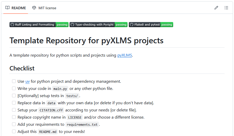 pyXLMS template